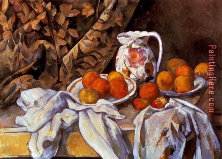 Paul Cezanne Still Life with Curtain And Pitcher